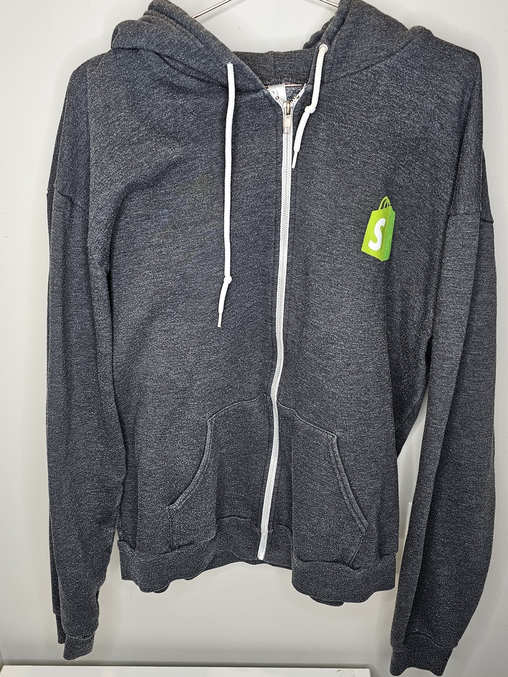 American Apparel Charcoal Zip Hoodie with Shopify Logo